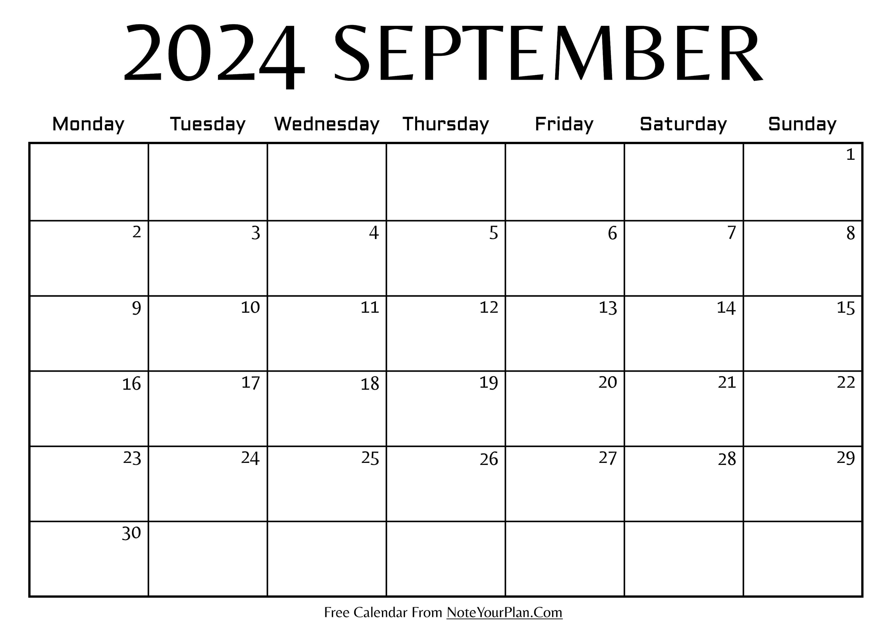 Blank Calendar September 2024