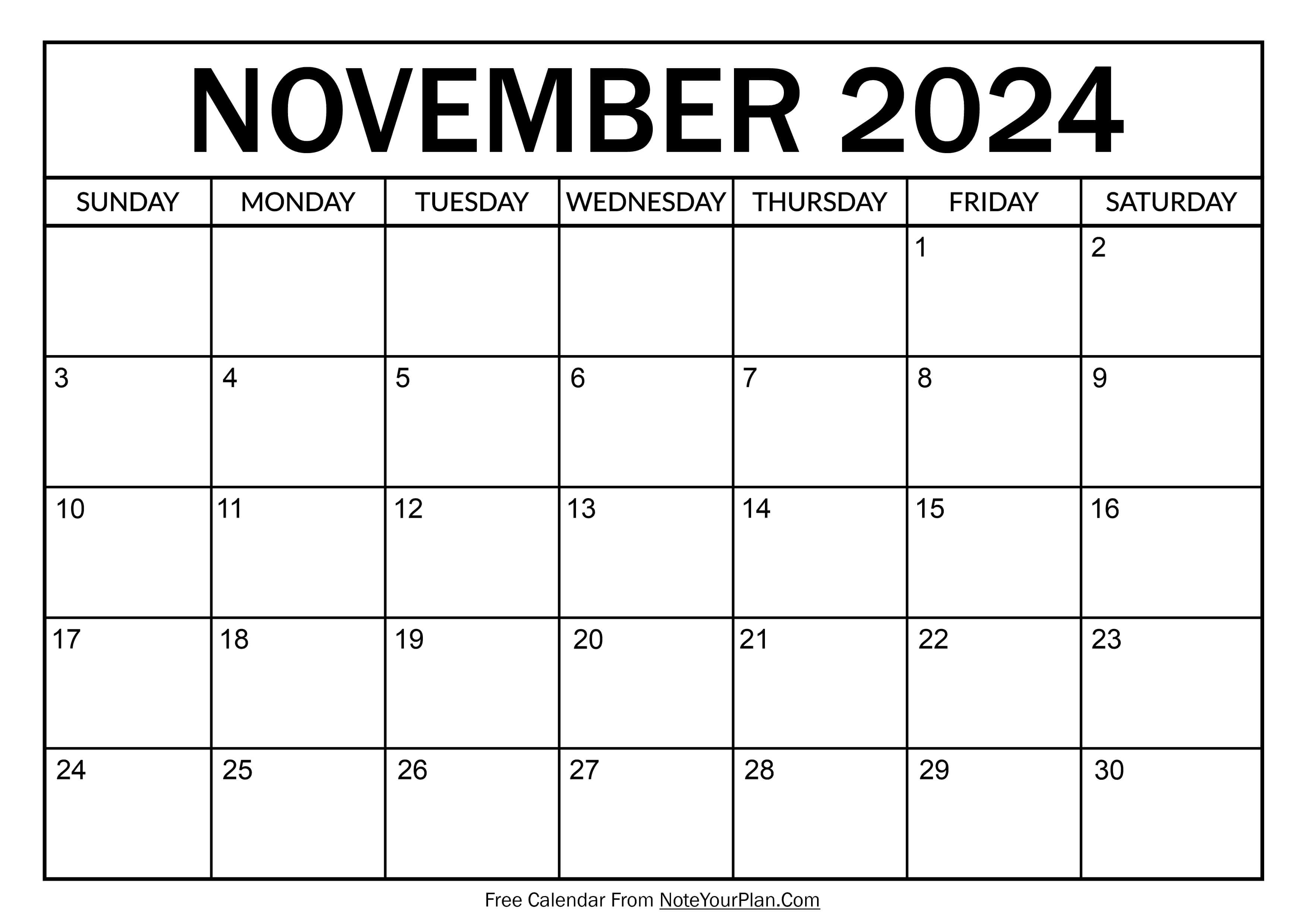 Free November Calendar 2024