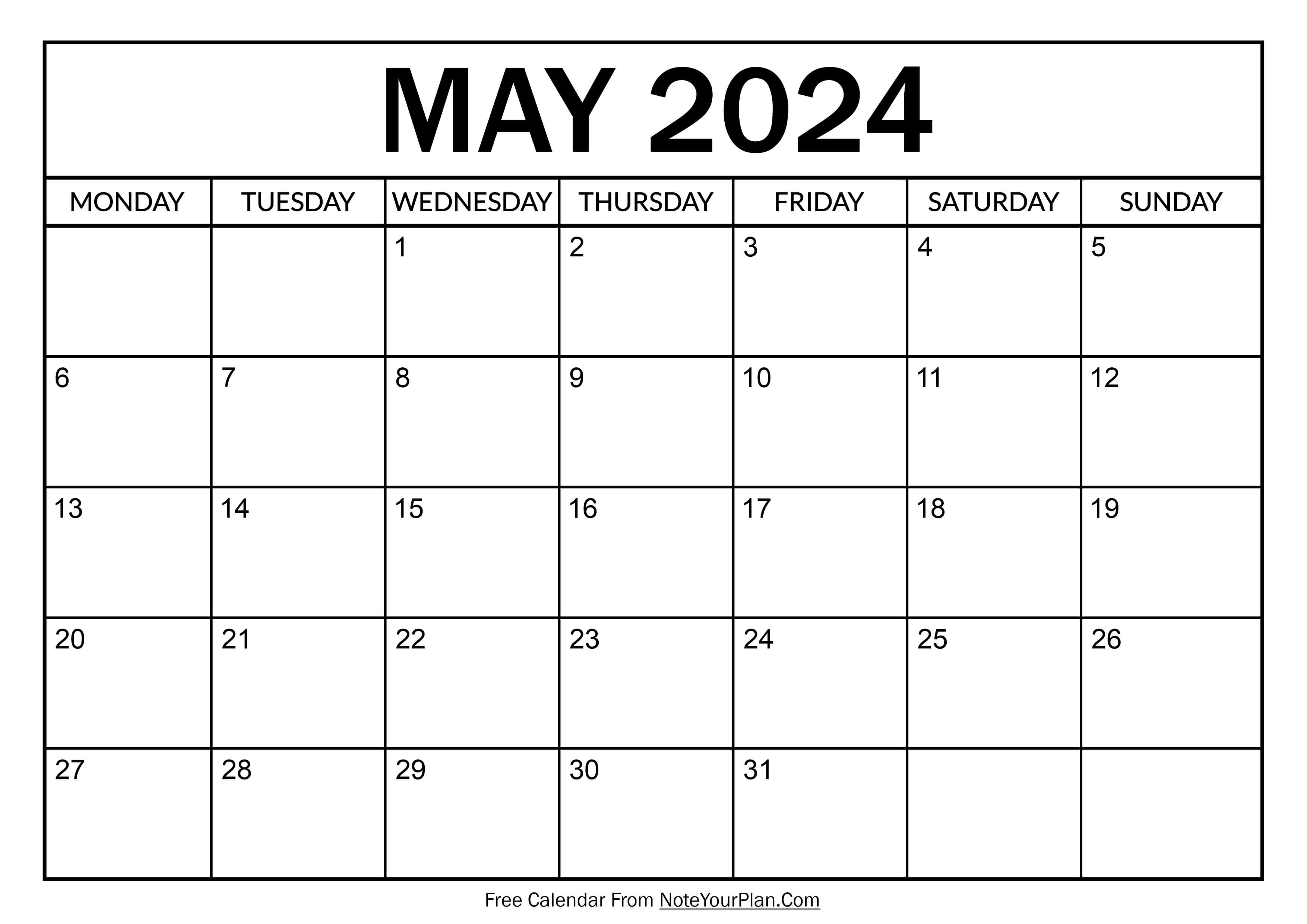 May 2024 Printable Calendar