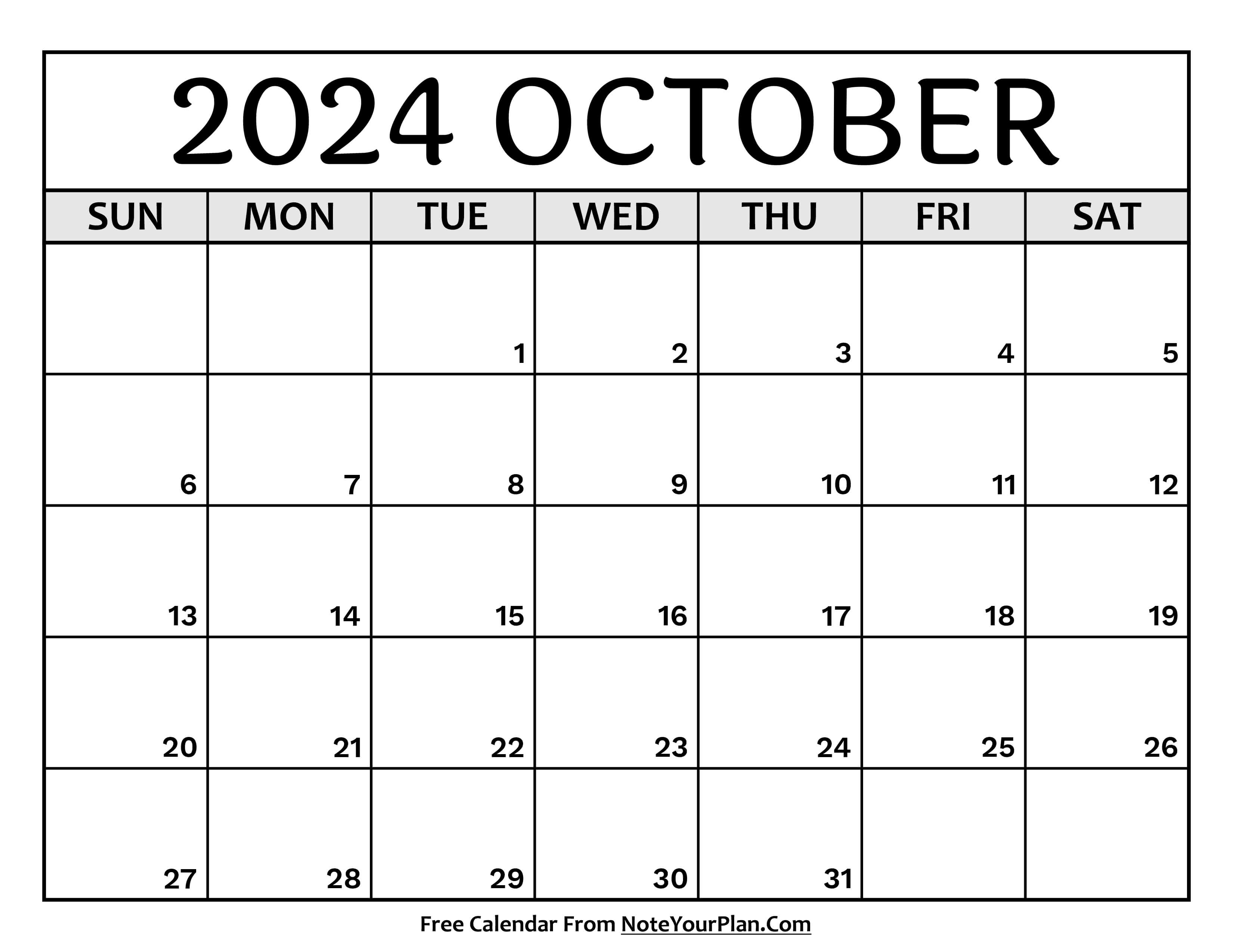 Printable October 2024 Calendar
