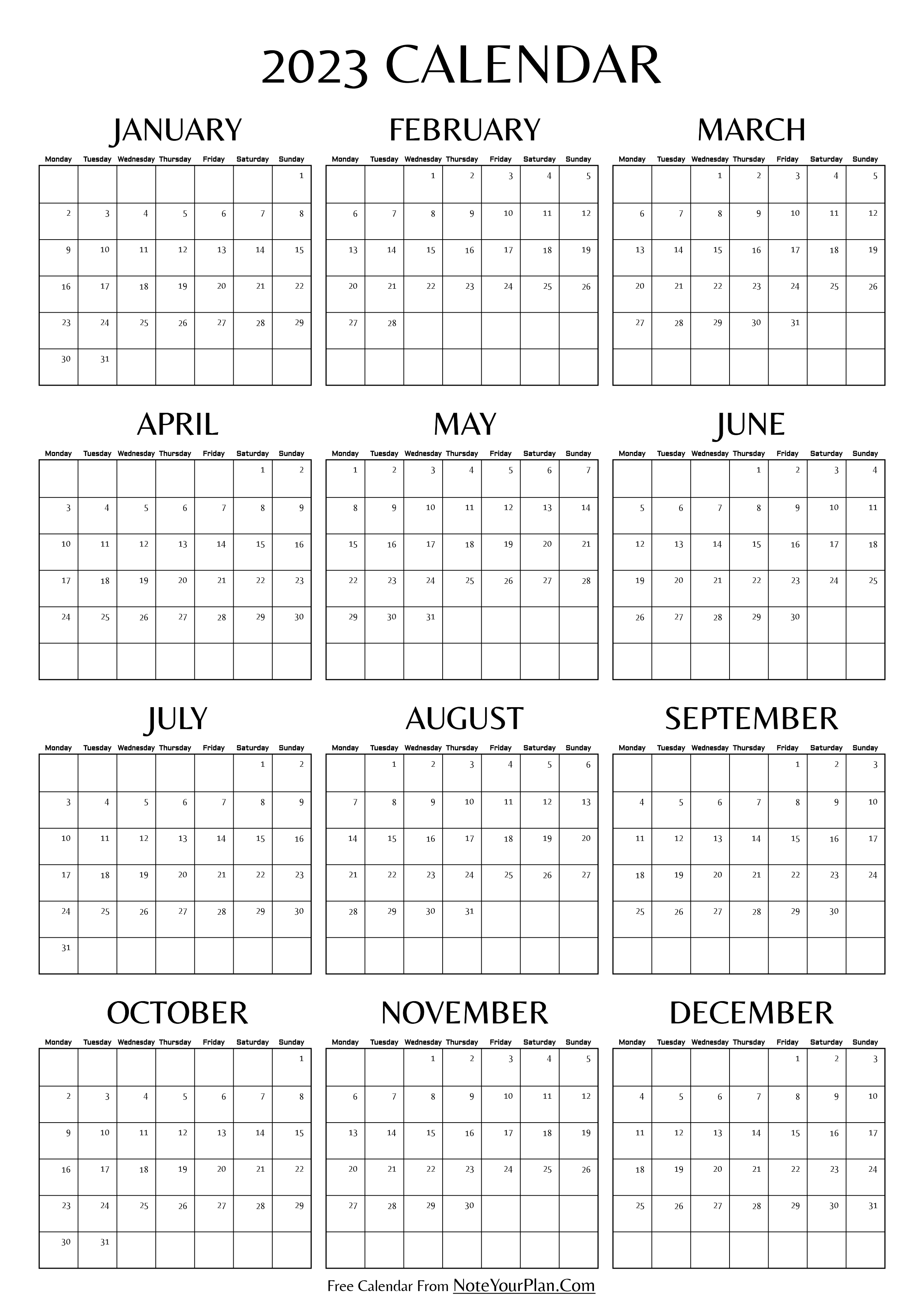 2023 Calendar Printable - MS