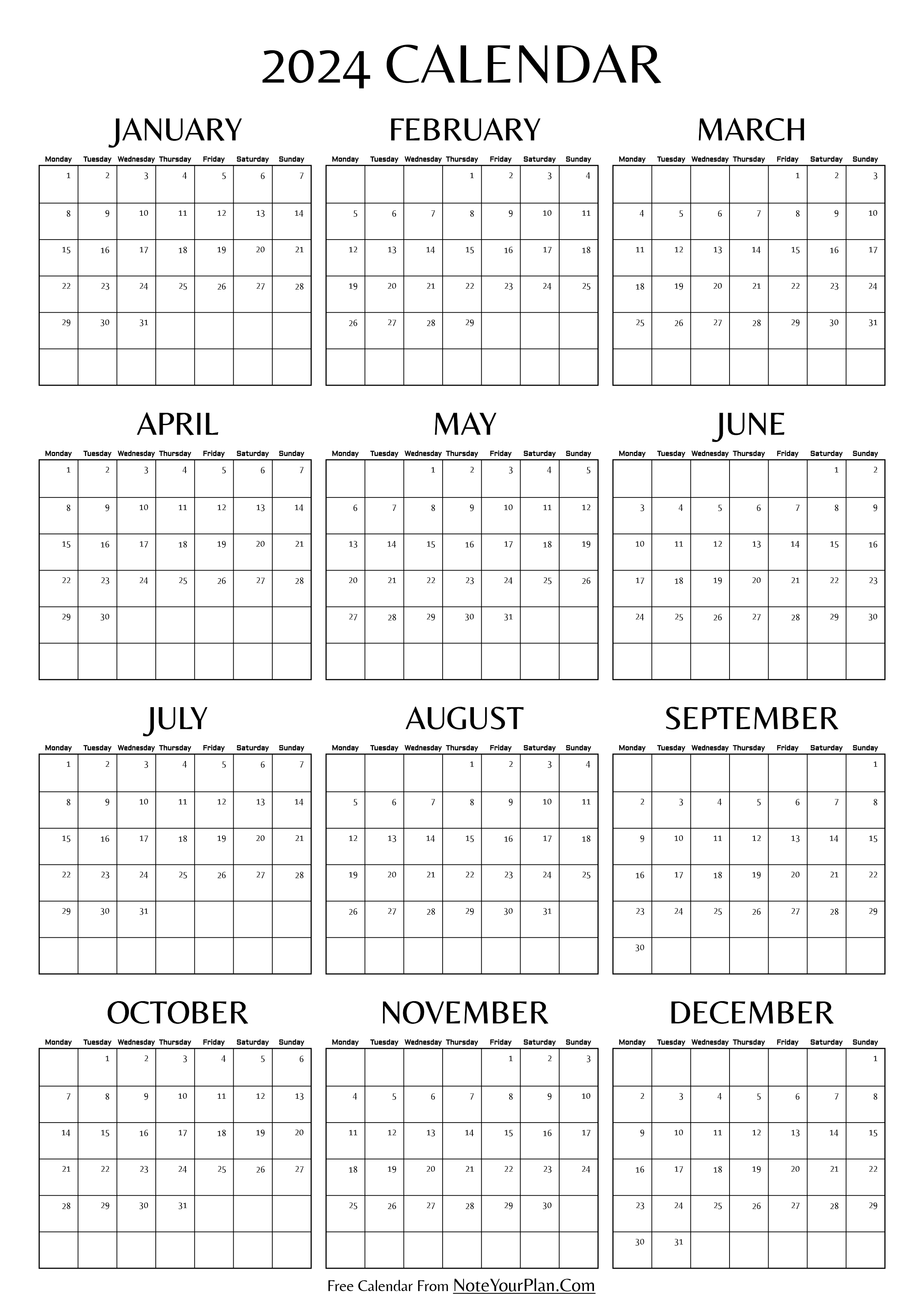 2024 Calendar Printable - MS