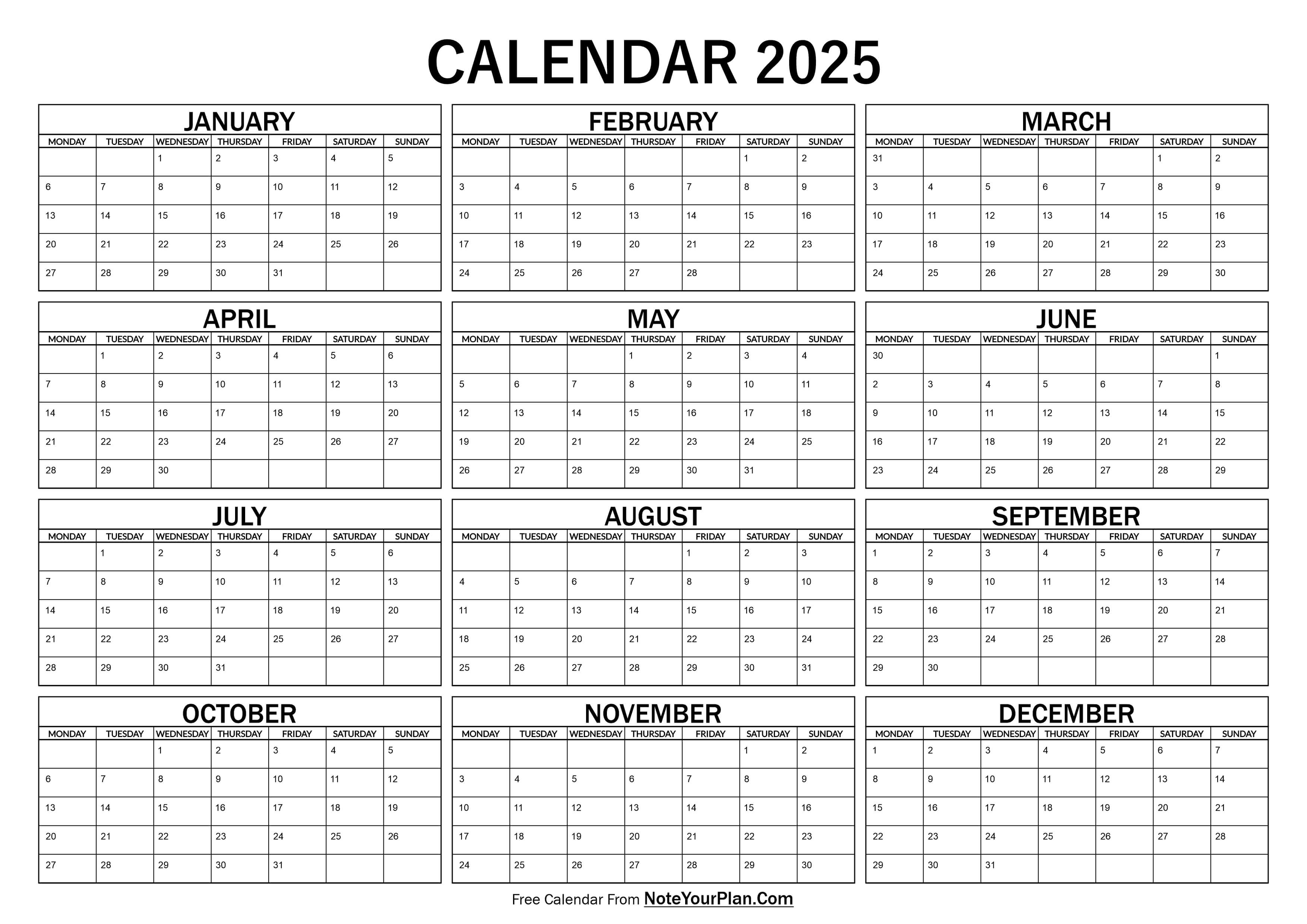 2025 Calendar - MS