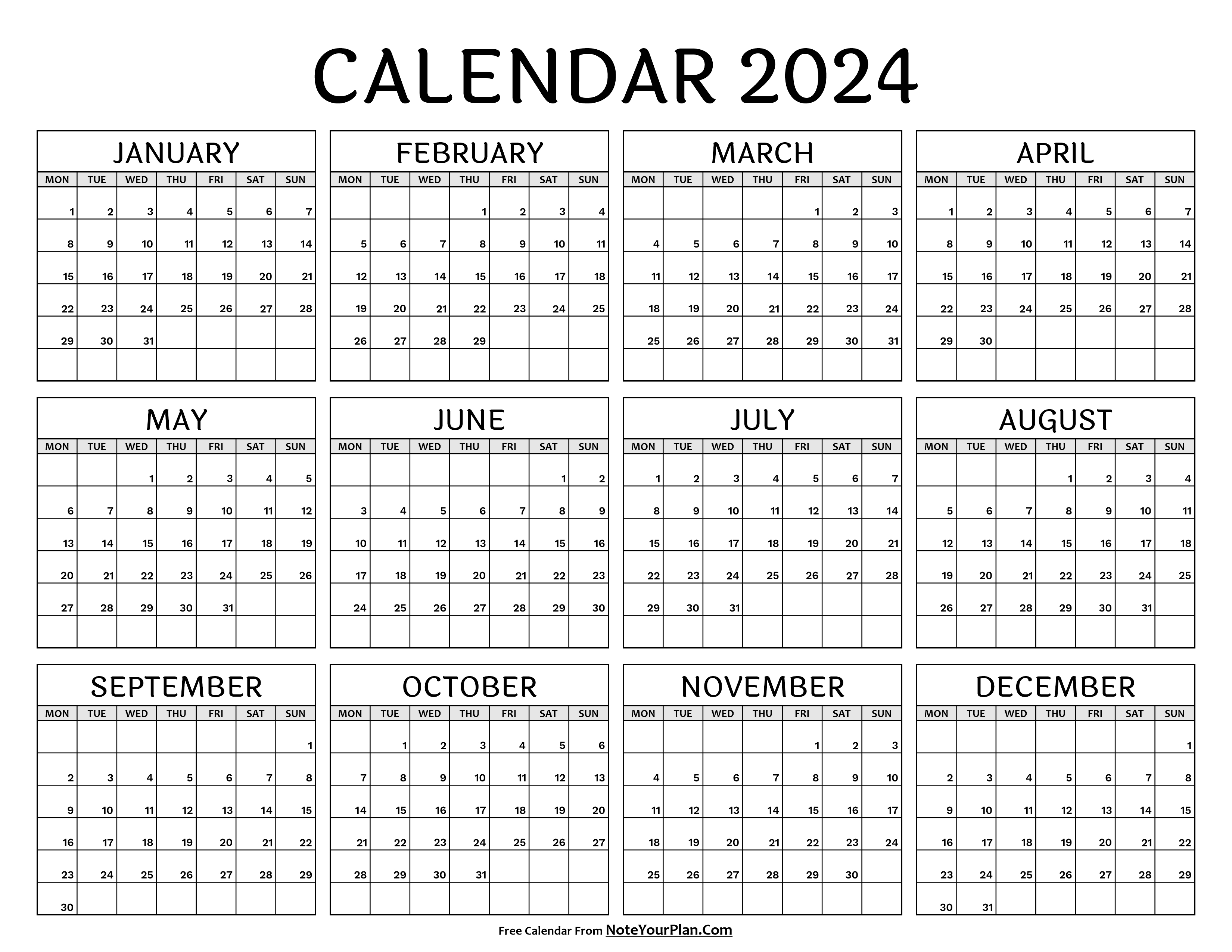 Printable 2024 Calendar - MS