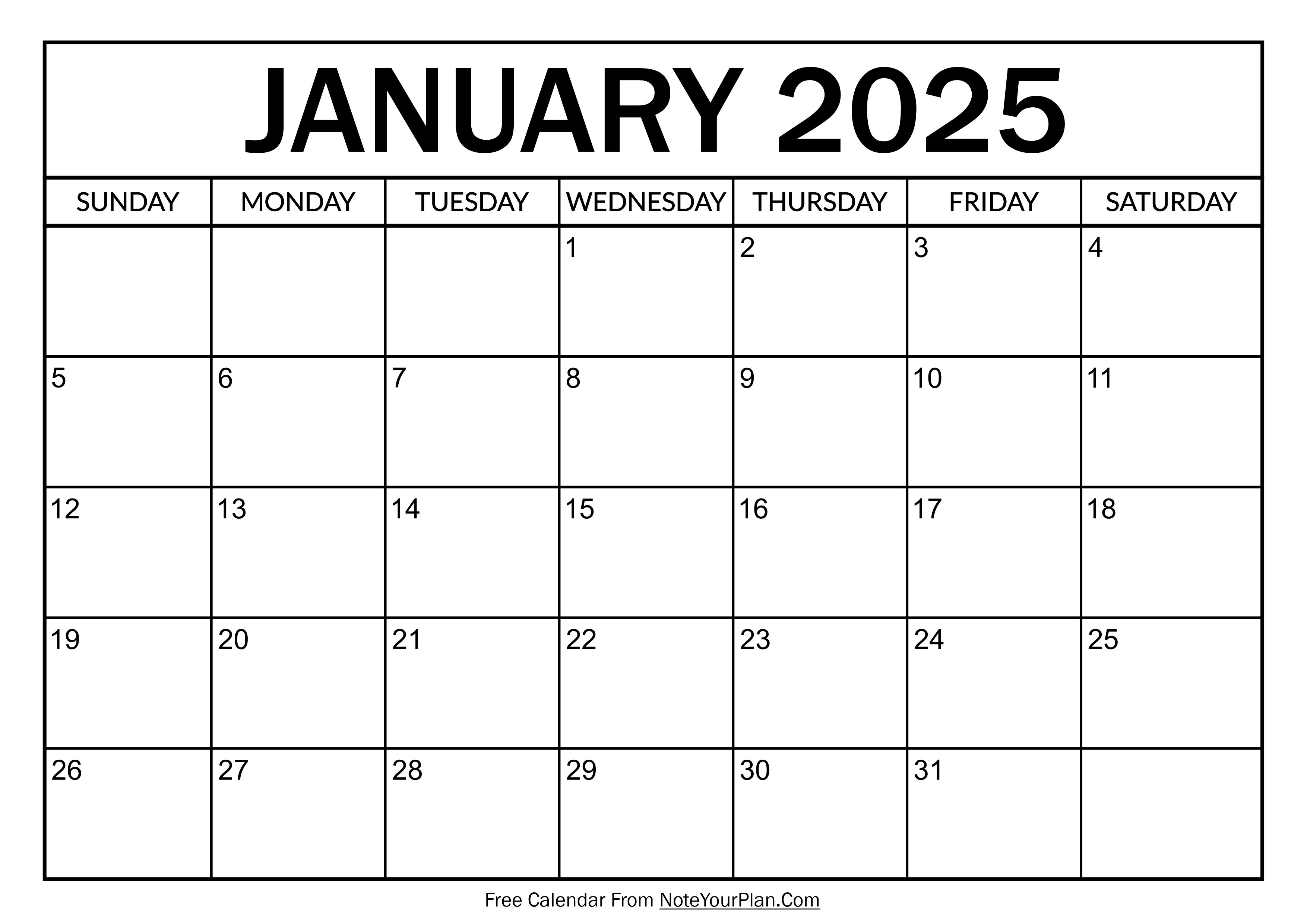 Free January Calendar 2025