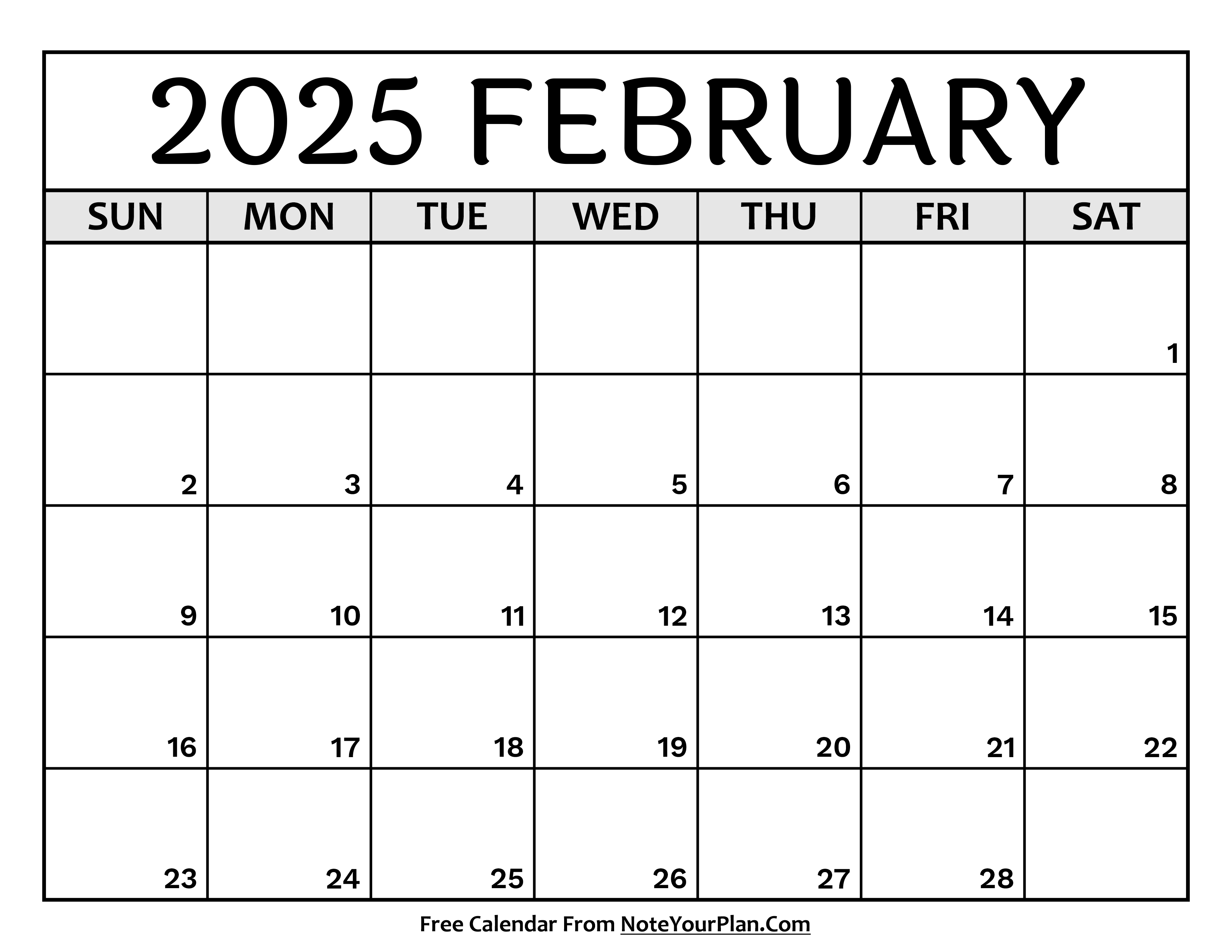 Printable Februay 2025 Calendar